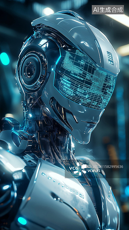 【AI数字艺术】未来感科技机器人特写图片素材