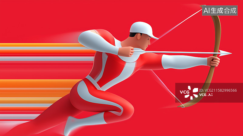 【AI数字艺术】3D动感射箭运动员员冲刺射箭图片素材