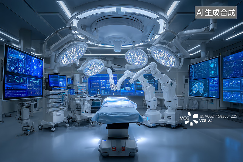 【AI数字艺术】配备数字技术的先进医疗手术室图片素材