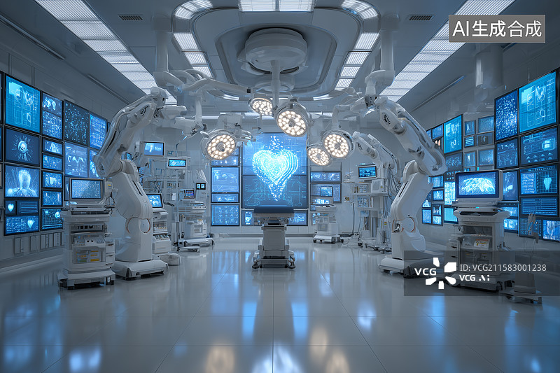 【AI数字艺术】配备数字技术的先进医疗手术室图片素材