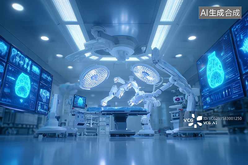 【AI数字艺术】配备数字技术的先进医疗手术室图片素材