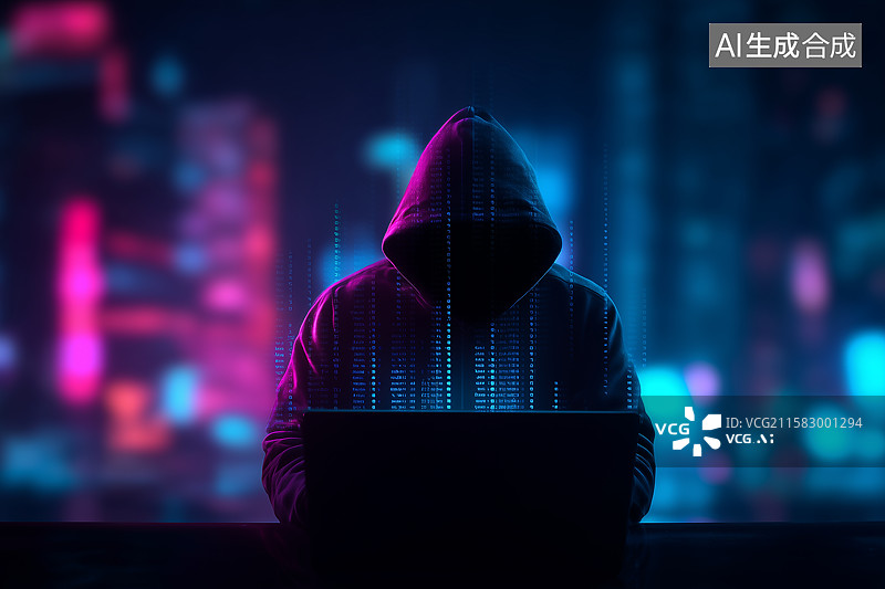 【AI数字艺术】数字世界中的戴帽代码工作者图片素材