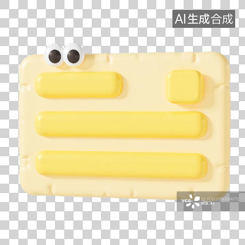 【AI数字艺术】3d趣味黄色卡片元素图片素材