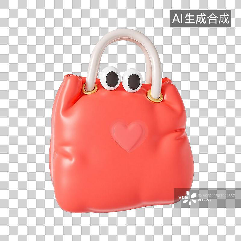 【AI数字艺术】3d趣味红色购物袋元素图片素材