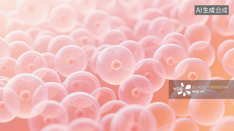【AI数字艺术】细胞和分子，皮肤滋养修复效果微观生物场景图片素材