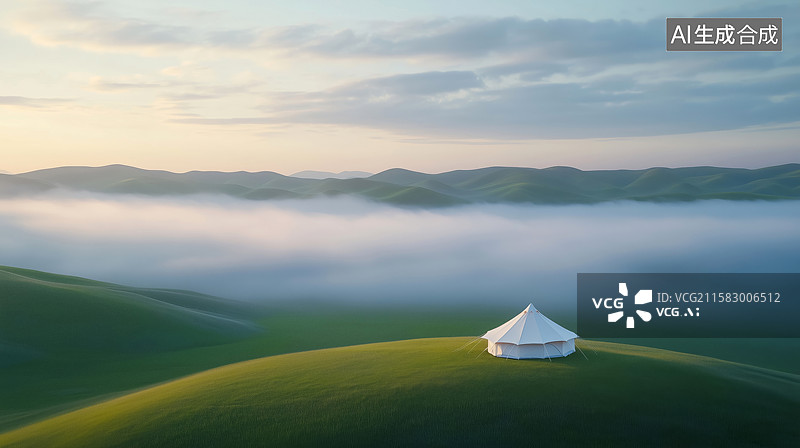 【AI数字艺术】草原露营 帐篷图片素材