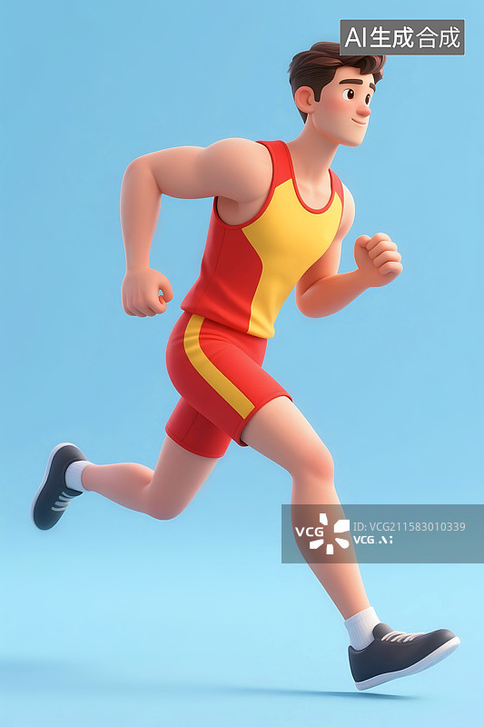 【AI数字艺术】3D立体三维C4D男人男性田径运动员跑步短跑长跑慢跑马拉松比赛图片素材