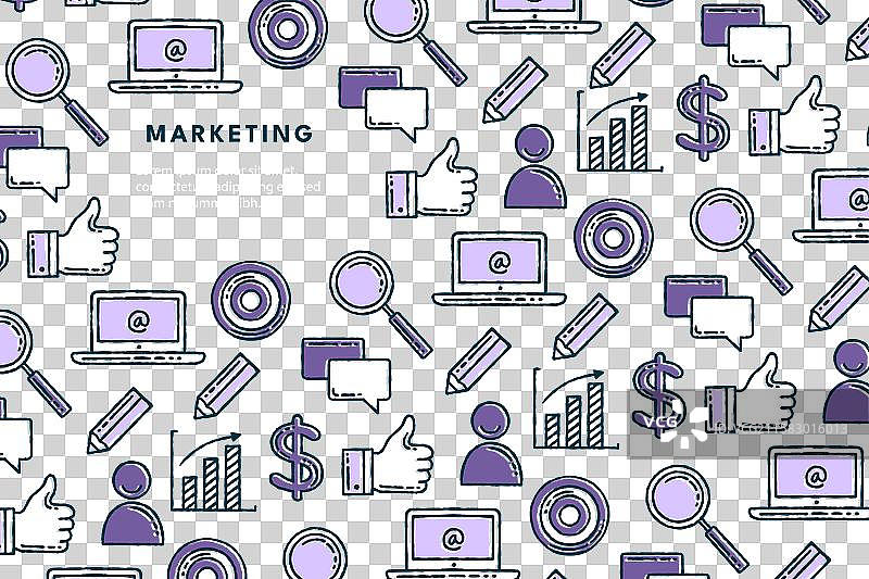 手绘风格的市场营销元素背景图片素材