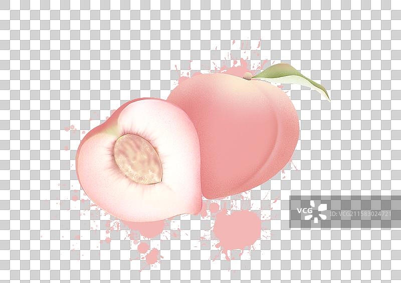 成熟桃子白桃水蜜桃切半图片素材