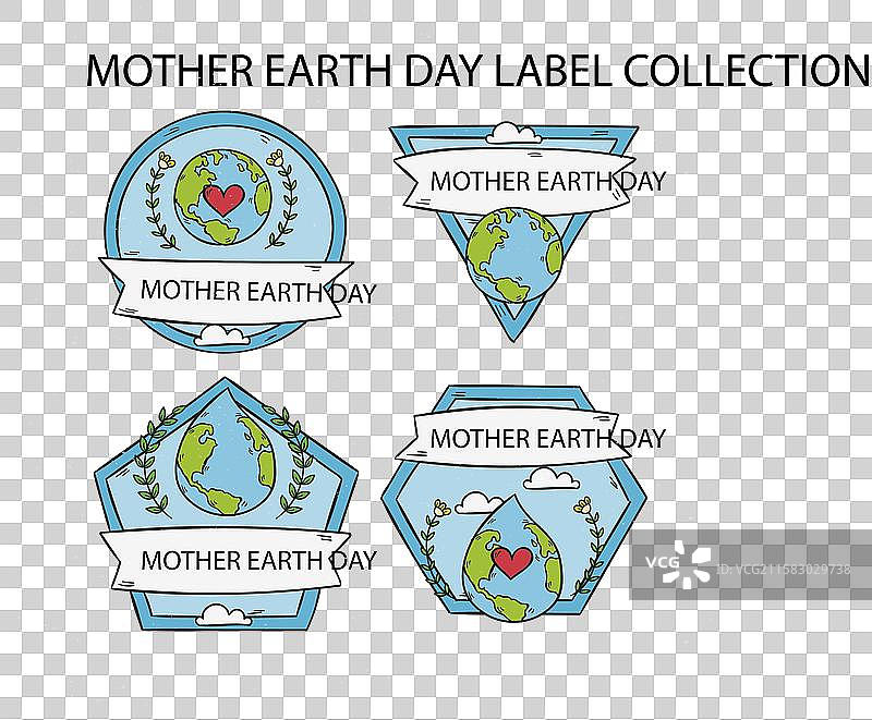 手绘地球日系列徽章图片素材