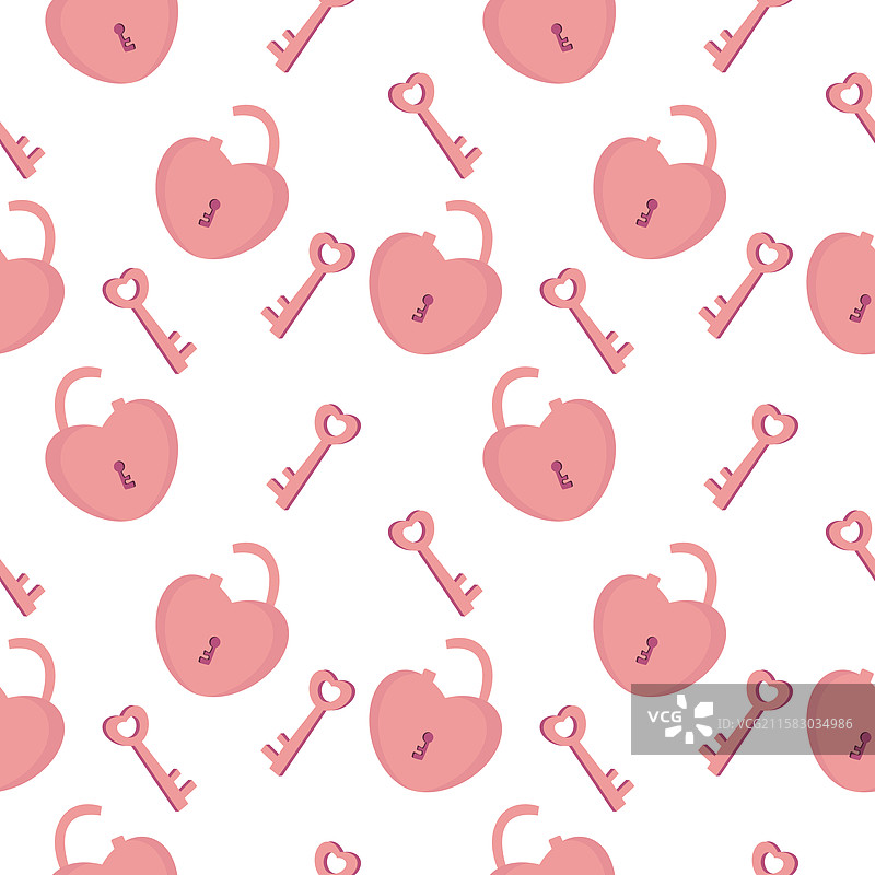 心形挂锁与钥匙的无缝图案图片素材