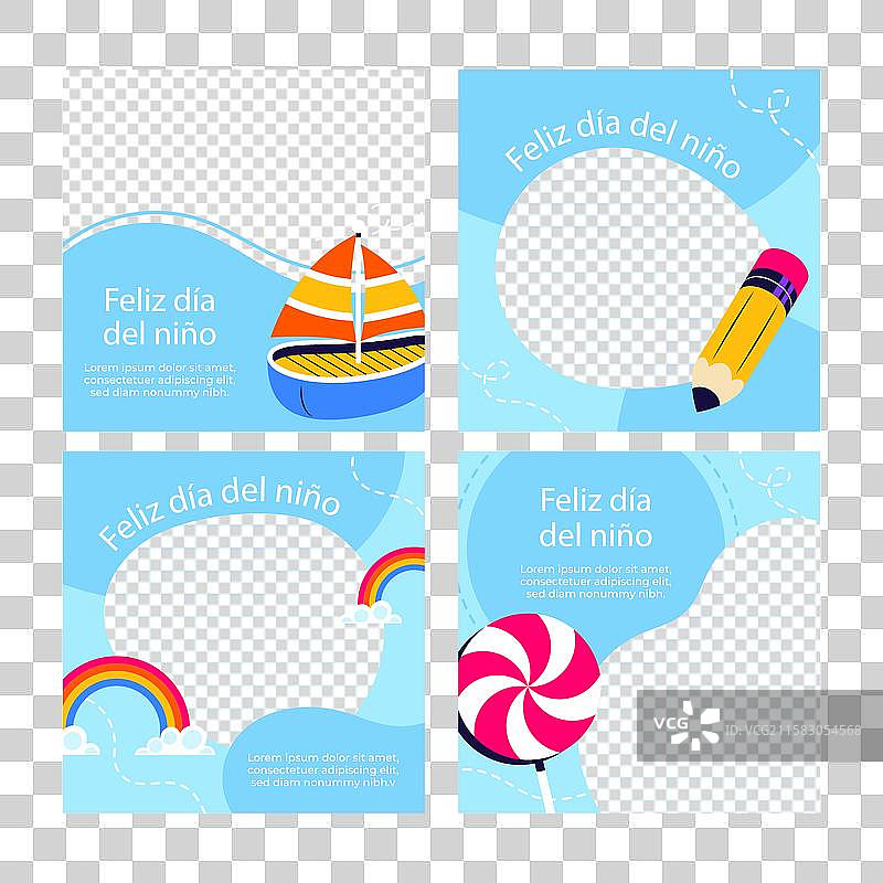 西班牙语儿童节平面设计Instagram帖子图片素材