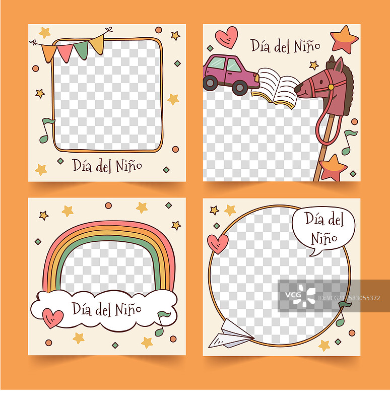 手绘儿童节西班牙语Instagram图片素材