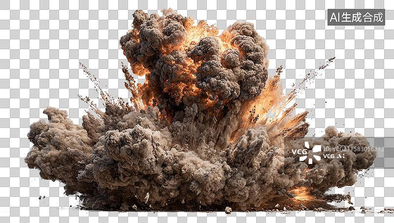 【AI数字艺术】大型爆炸火焰与浓密烟雾图片素材