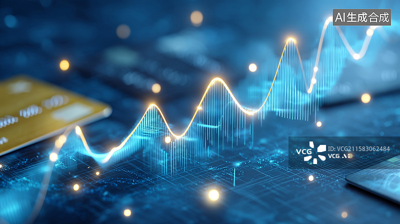 【AI数字艺术】金融科技增长曲线图片素材