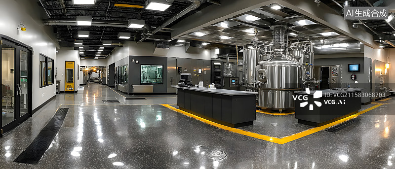 【AI数字艺术】工业实验室内部布局图片素材