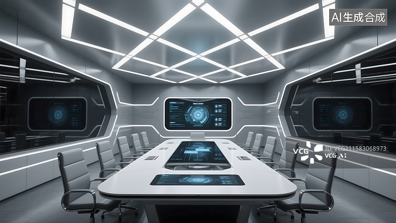 【AI数字艺术】未来数据中心控制室图片素材