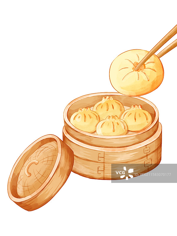 天津狗不理包子手绘插画图片素材