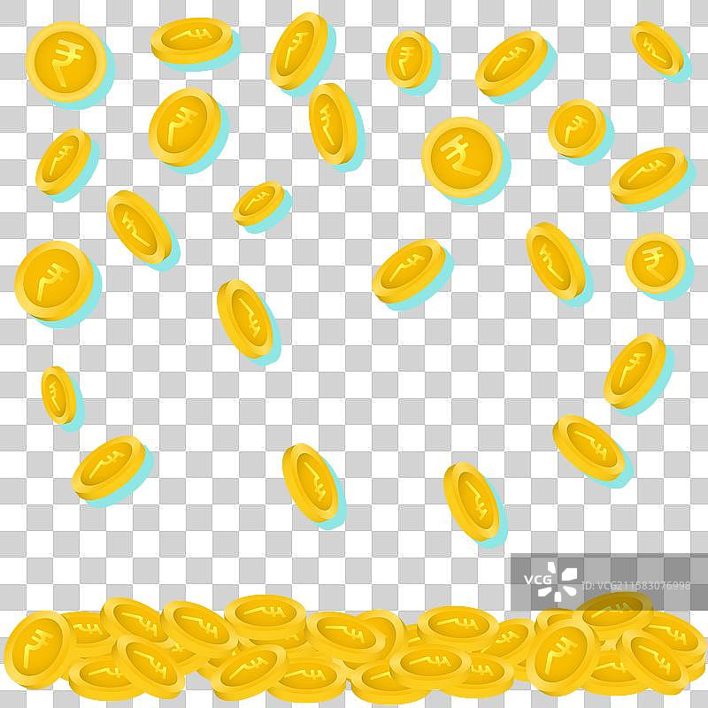 印度卢比硬币掉落的背景图片素材