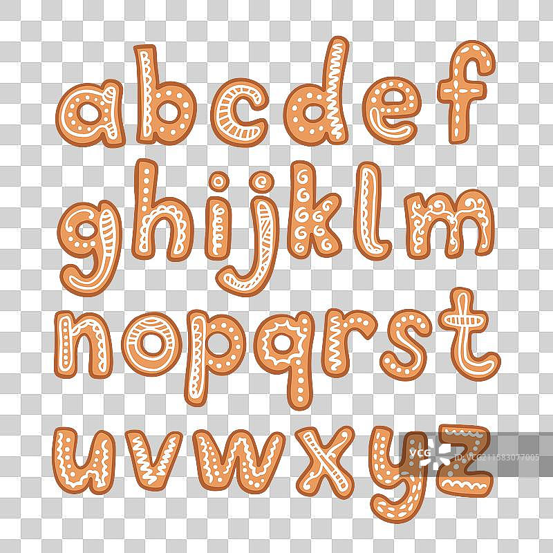 手绘姜饼字母表图片素材