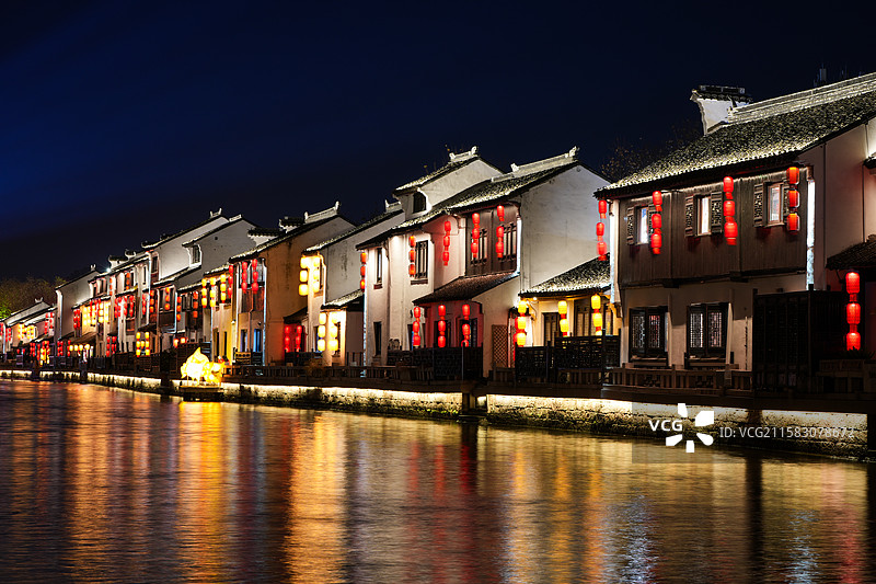 无锡南长街，清名桥古运河夜景，南长街历史文化街区， 无锡地标图片素材