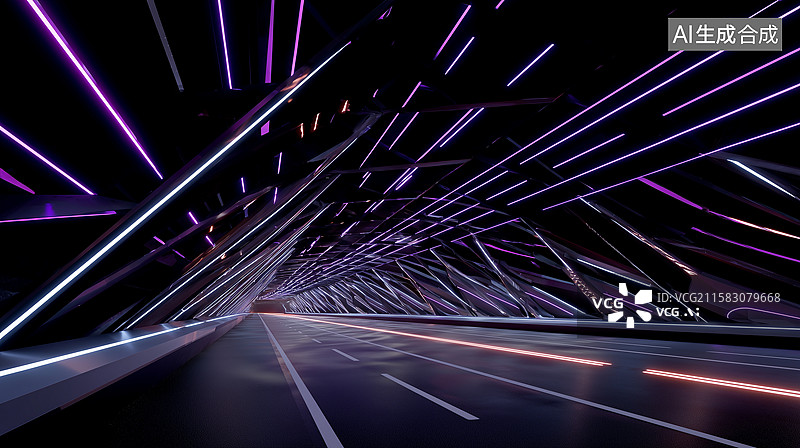 【AI数字艺术】数字隧道概念车视觉图片素材