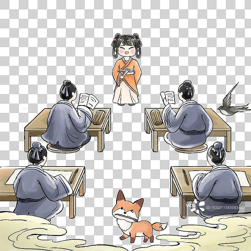 古风人物读书图片素材