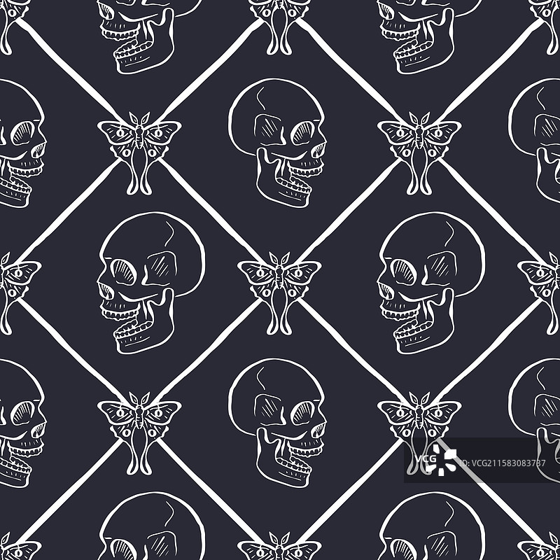 手绘黑白无缝图案图片素材