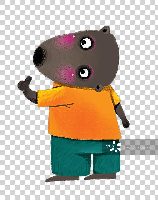 免抠PNG元素动物插画 竖着大拇指的鼹鼠图片素材