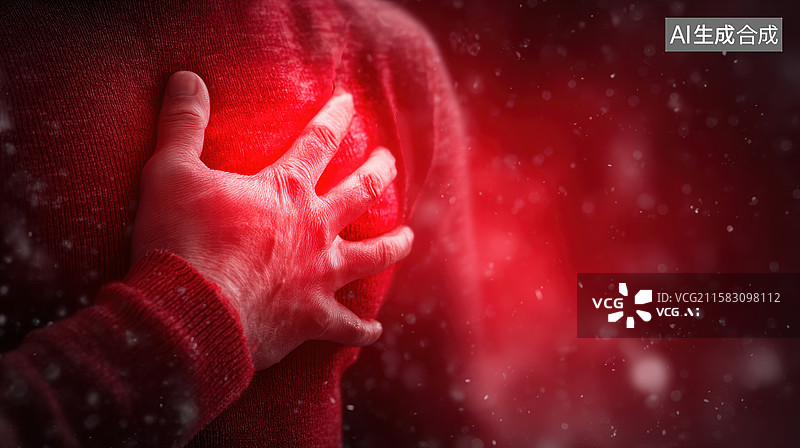 【AI数字艺术】双手紧握红色布料，背景散发光芒图片素材