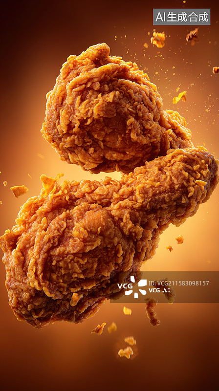 【AI数字艺术】酥脆炸鸡腿的美味瞬间图片素材