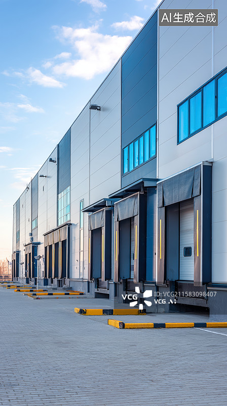 【AI数字艺术】现代化物流仓库装卸平台图片素材