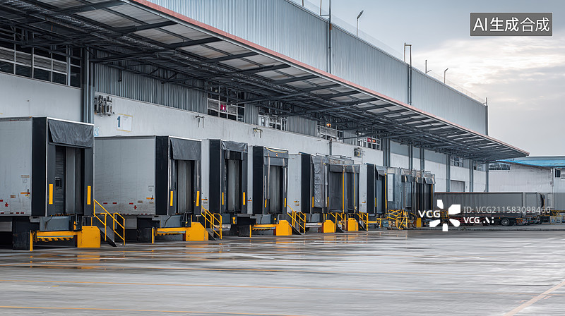 【AI数字艺术】现代化物流仓库装卸平台图片素材