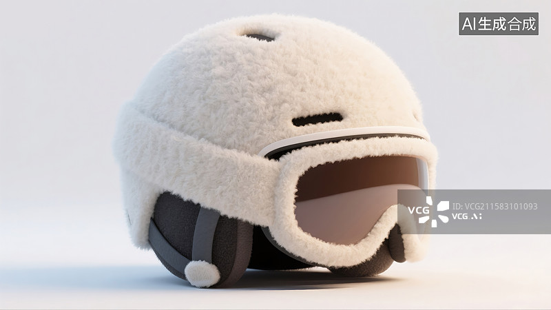 【AI数字艺术】创意3D滑雪头盔毛毡插画冬季运动安全装备商业抽象商业背景海报、书籍和企业演示的多用途设计元素图片素材