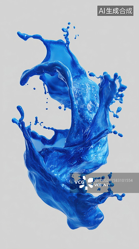 【AI数字艺术】蓝色液体飞溅瞬间图片素材