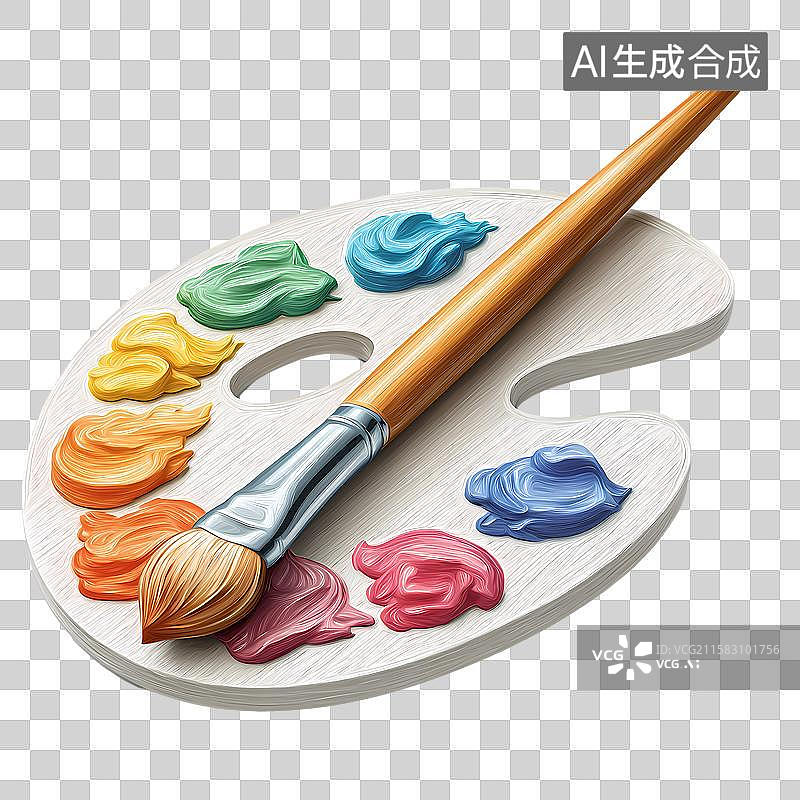 【AI数字艺术】调色板与画笔图片素材