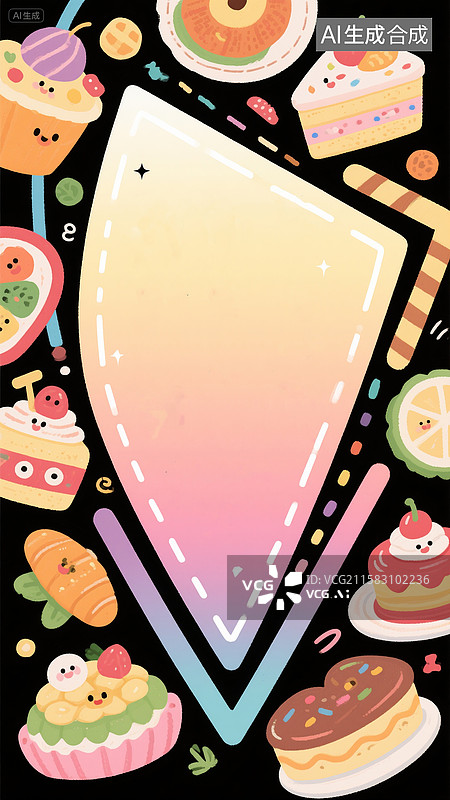 【AI数字艺术】美食，可爱的卡通生日蛋糕派对图片素材