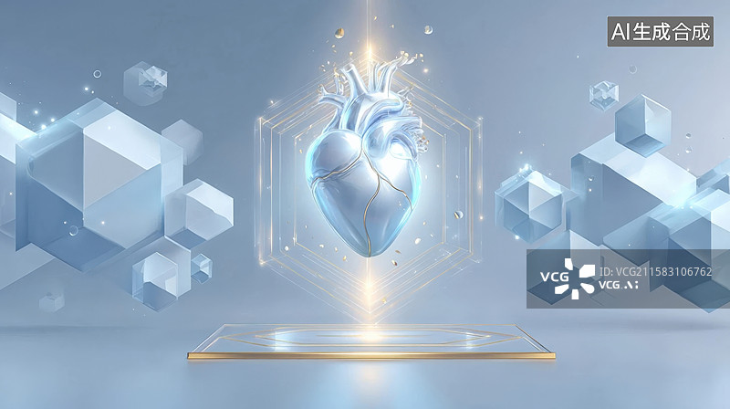【AI数字艺术】心脏模型展示图片素材