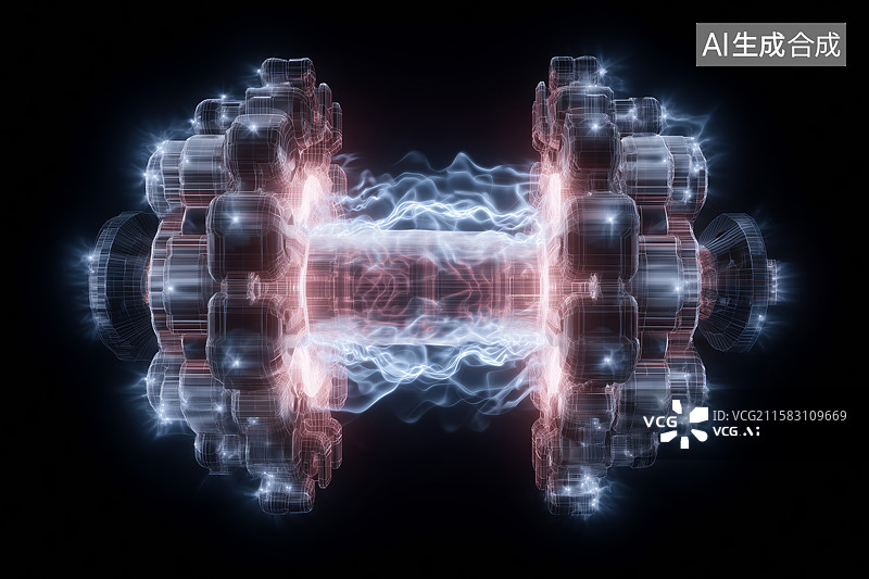 【AI数字艺术】未来圆形核聚变反应堆内部场景图片素材