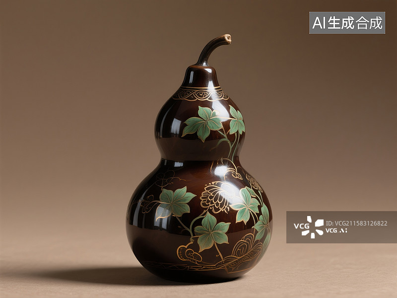 【AI数字艺术】绘有漆器图案的葫芦图片素材