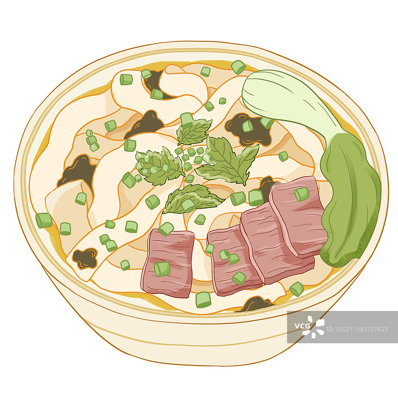 河南烩面手绘美食插画图片素材