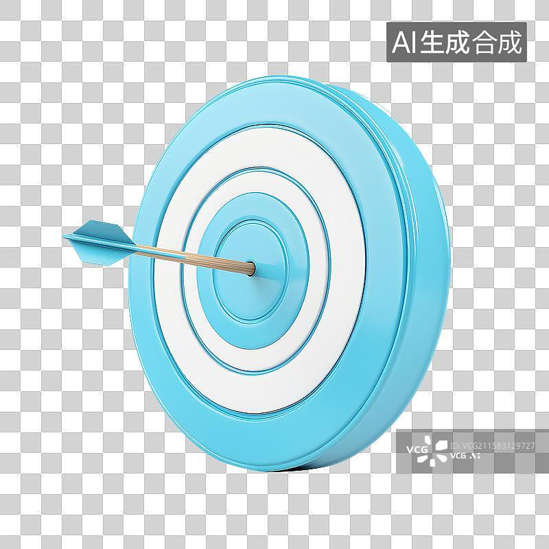 【AI数字艺术】蓝色飞镖正中靶心图片素材