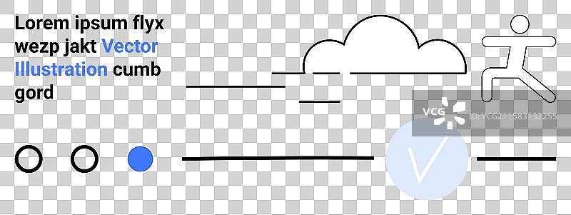 带云的跑步人物简约轮廓图片素材