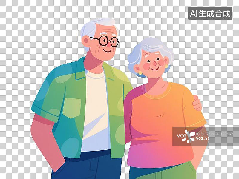 【AI数字艺术】金融理财养老保险人物扁平肌理插画免抠元素图片素材