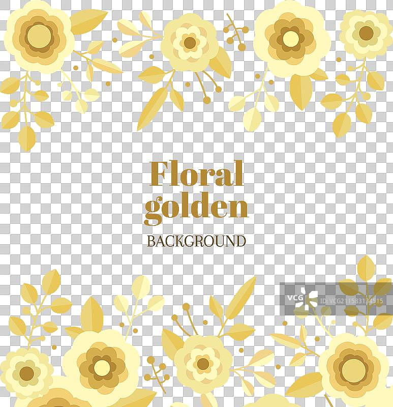手绘金色花卉背景图片素材