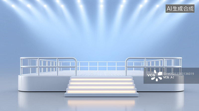 【AI数字艺术】蓝调灯光舞台场景3D模型图片素材