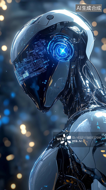 【AI数字艺术】未来感科技机器人特写图片素材