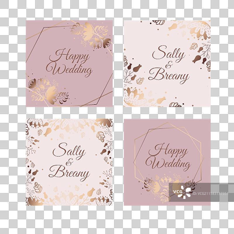 金色花卉卡片系列图片素材