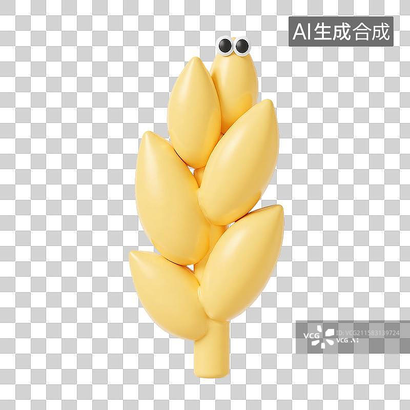 【AI数字艺术】3d膨胀风黄色麦穗元素图片素材