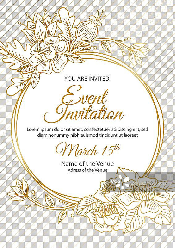 金色花卉卡片系列图片素材